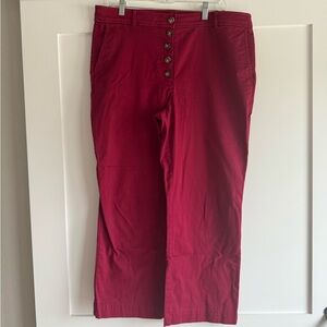 LOFT Burgundy Buttoned Cropped Pants
